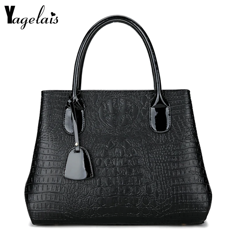 

Alligator Women Dress Clutch Leather Ladies Top-hand Handbags Shopping Bags Hard Fashion Womens Large Capacity Totes Black Brown