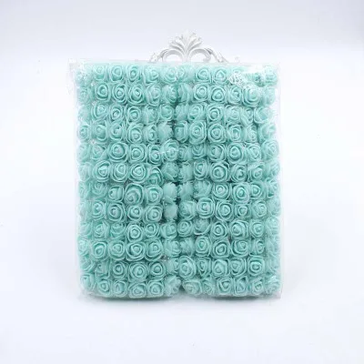 light blue 144 шт 2 см мини-цветок розы из пены для свадебного украшения дешевый искусственный цветок Букет DIY Скрапбукинг вечерние цветы - Цвет: light blue