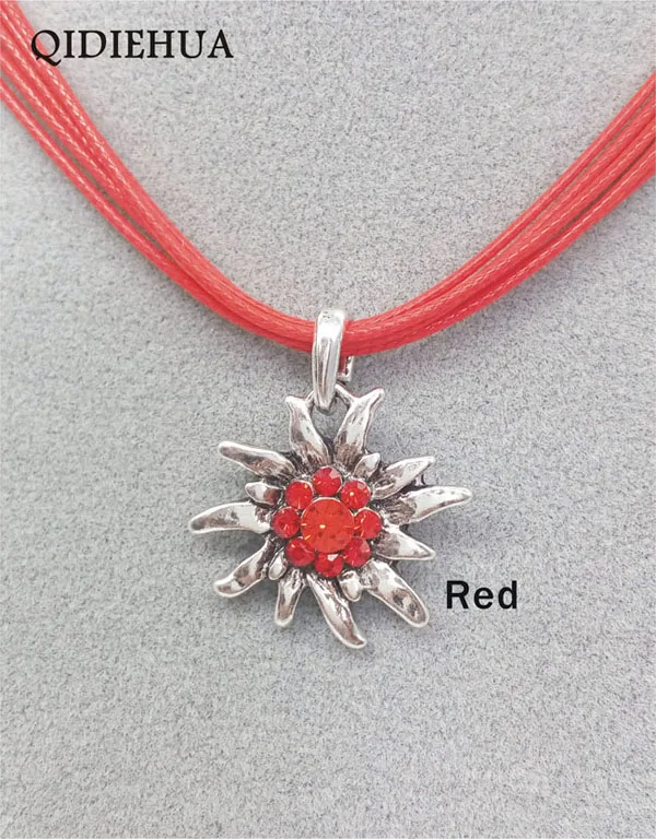 red Модные подвески Edelweiss в немецком стиле для женщин, корейский стиль, подвеска с кристаллами, ювелирных изделий - Окраска металла: red