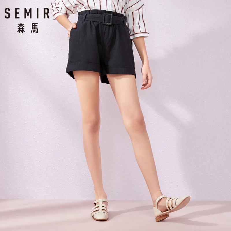 SEMIR 2019 летние женские хлопковые шорты для отдыха контрастная Привязка с разрезом