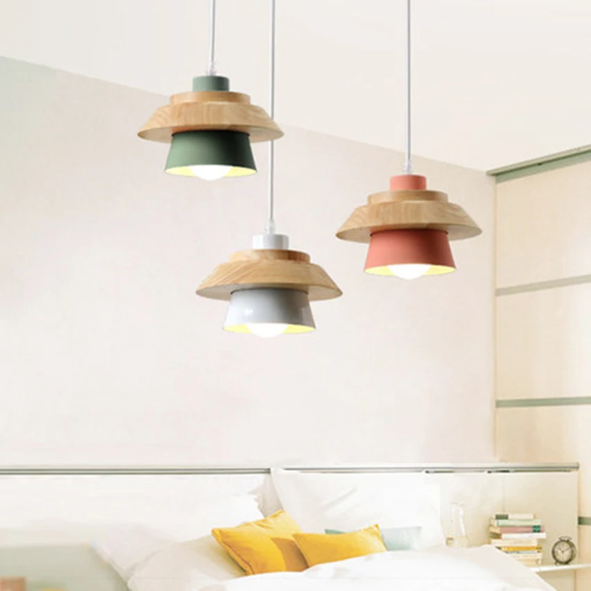 Скандинавский дизайнерский LED арт деревянный подвесной светильник современные