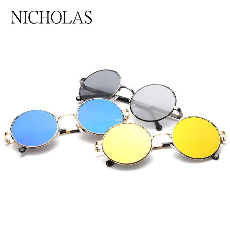 HD ретро круглые плоские солнцезащитные очки для женщин и мужчин унисекс