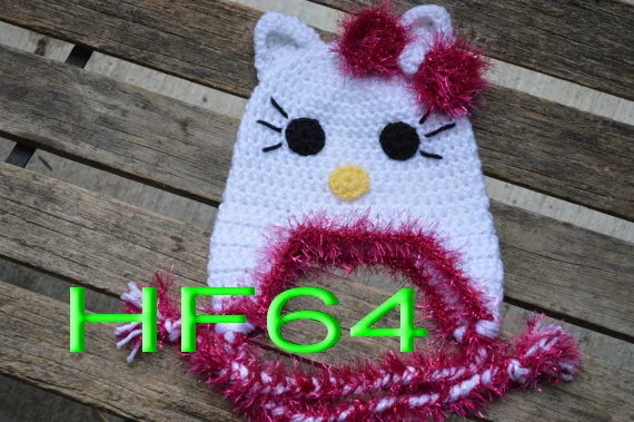 

free shipping, Lovely Crochet girls cat hat , baby cartoon Halloween Hat , 100% cotton white cat girls hat caps Photo props