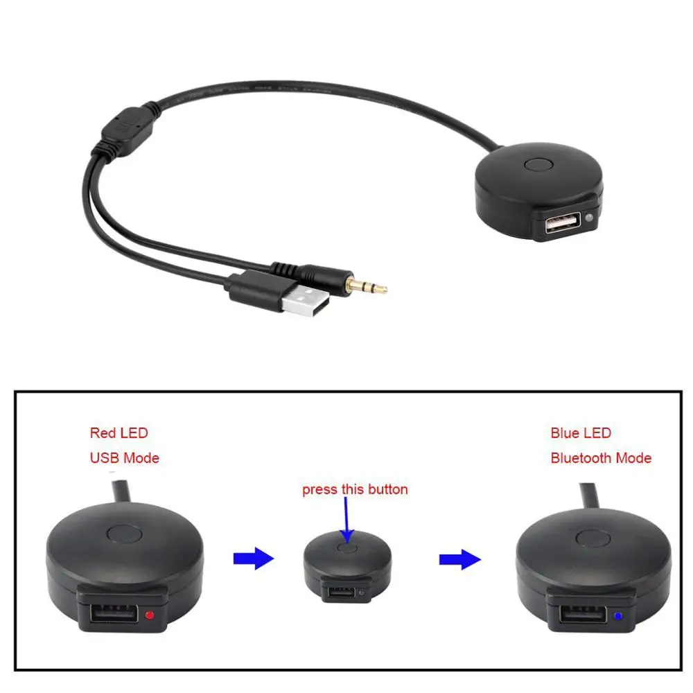 

USB & 3.5mm AUX to Bluetooth Audio Aux & USB Female Adapter Cable For Car BMW & Mini Cooper