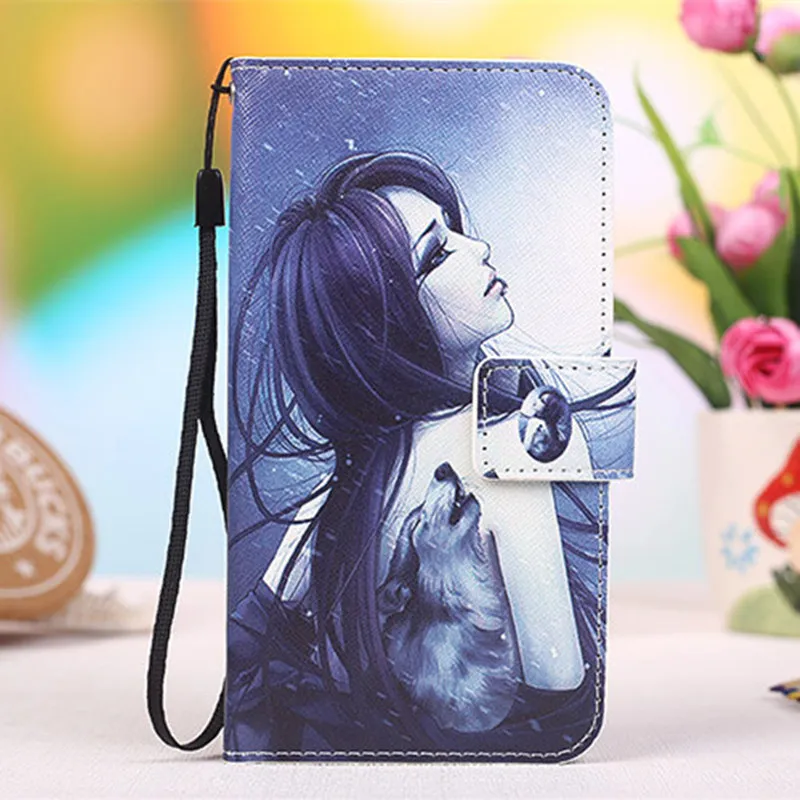 Красочные PU Кожаный Чехол для Samsung Galaxy J3 J300 Эйфелева Башня бабочка Kitty Волк