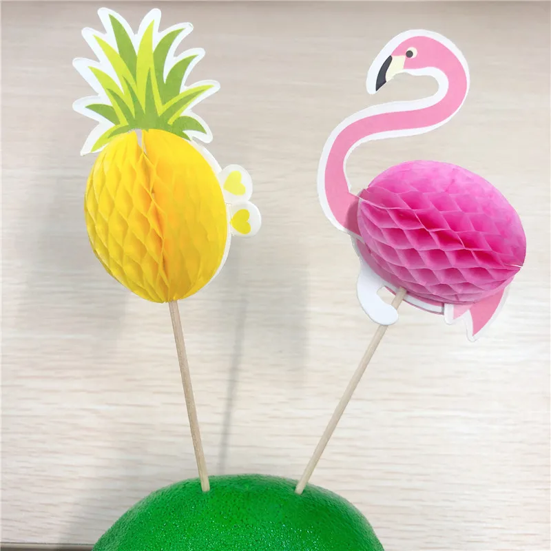 Свадебные украшения 10 шт. ананас фламинго фруктовый торт Декор пляжные вечерние