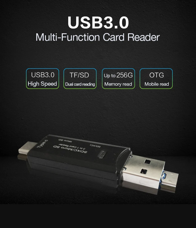 UTHAI C18 мульти-кардридер USB 3,0 SD/Micro SD TF OTG Смарт-карта памяти адаптер для ноутбука USB 3,0 type C кардридер