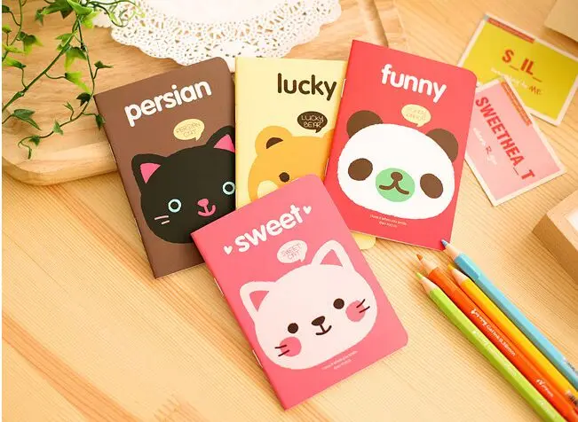 Kawaii мультфильм Животные голова Обложка A6 мини блокнот дневник карманный