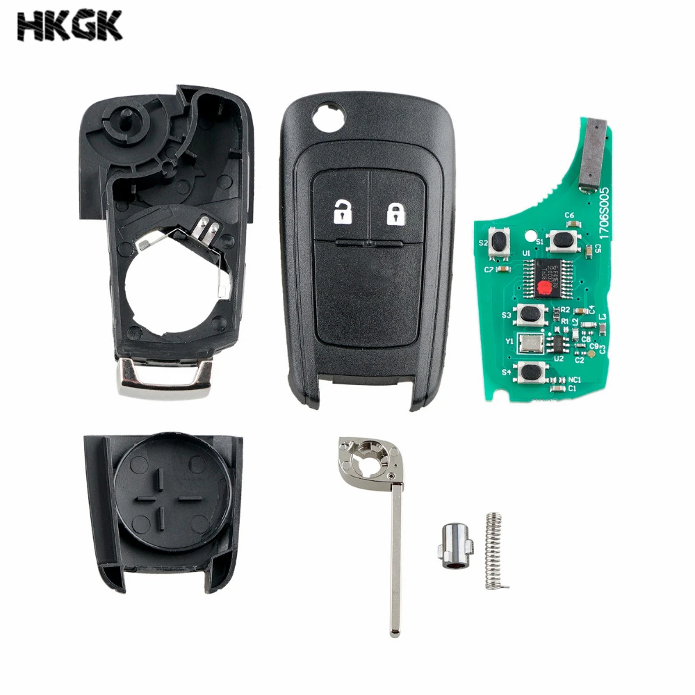 2 кнопки дистанционного ключа автомобиля брелок для OPEL Vauxhall Astra J Insignia 2009 2010 2011 2012 2013 433 МГц ID46 чип