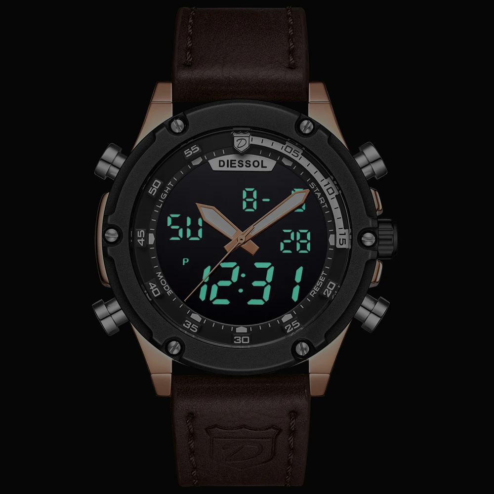 Дизсол Брендовые Часы мужские модные кварцевые повседневные спортивные