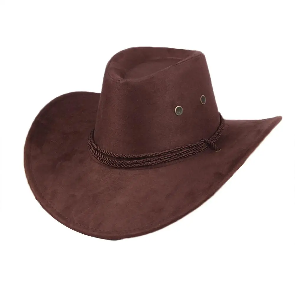 Western Cowboy Hat Leather Printed Faux Suede Three Ropes Along The Visor Men And Women Outdoor Hats Can Be Worn Ln All Seasons |