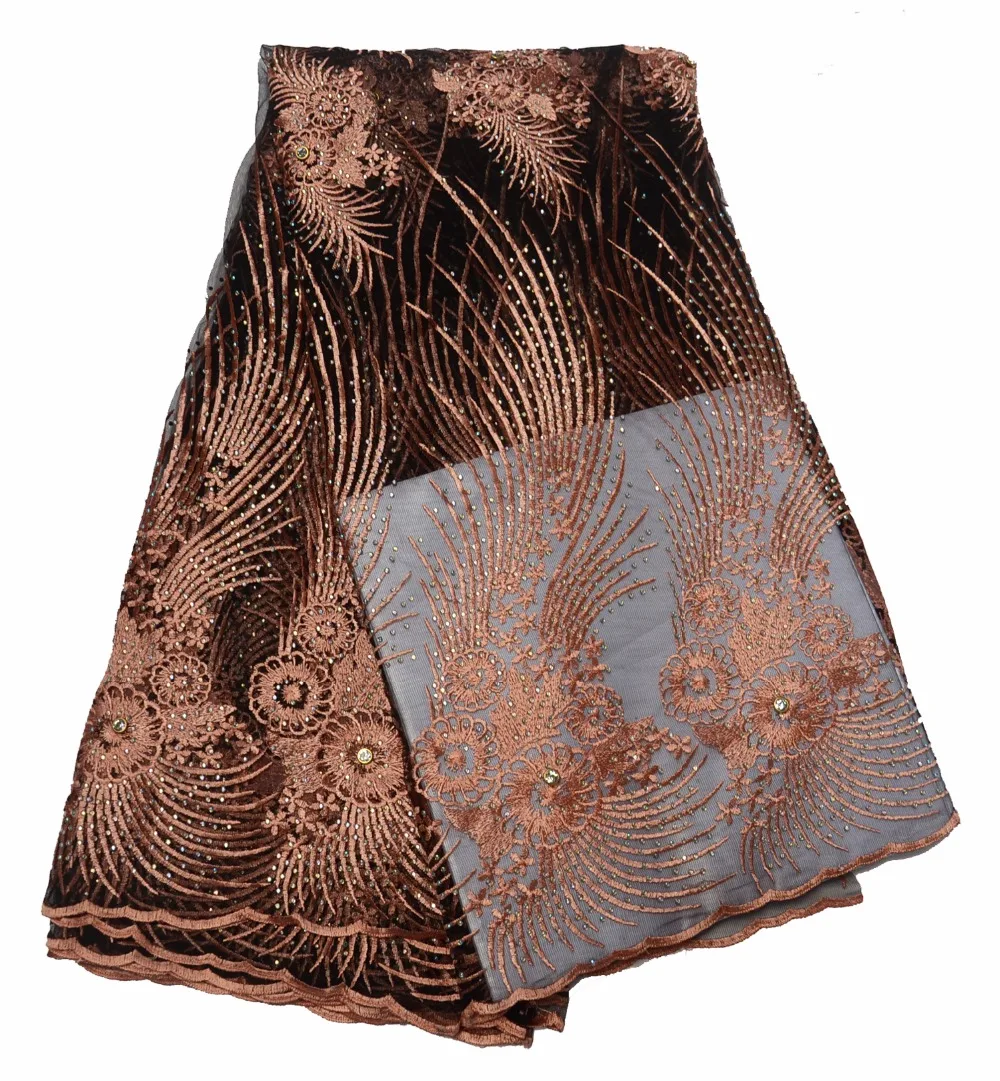 

High Quality Nigerian Lace Fabrics 2018 With Stones African French Net Lace Fabric Embroidered Tulle Mesh Lace P460-2