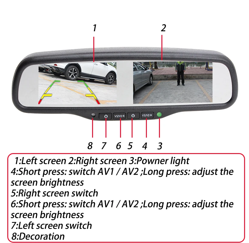 HaiSunny 800*480 2CH видеовход 4 3 &quotTFT ЖК Система помощи при парковке автомобиля монитор