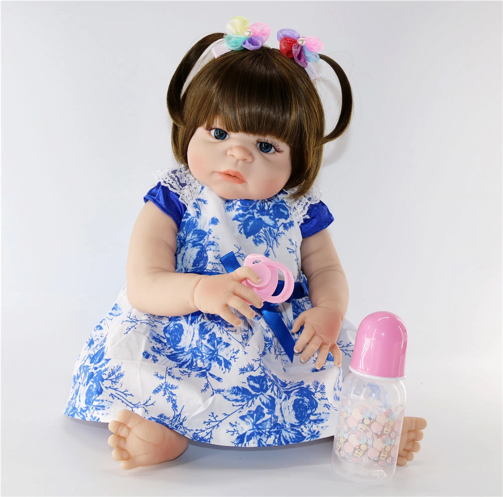 

Bebe doll reborn 23"57cm full silicone reborn girl baby dolls toys gift bonecas reborn corpo de silicone