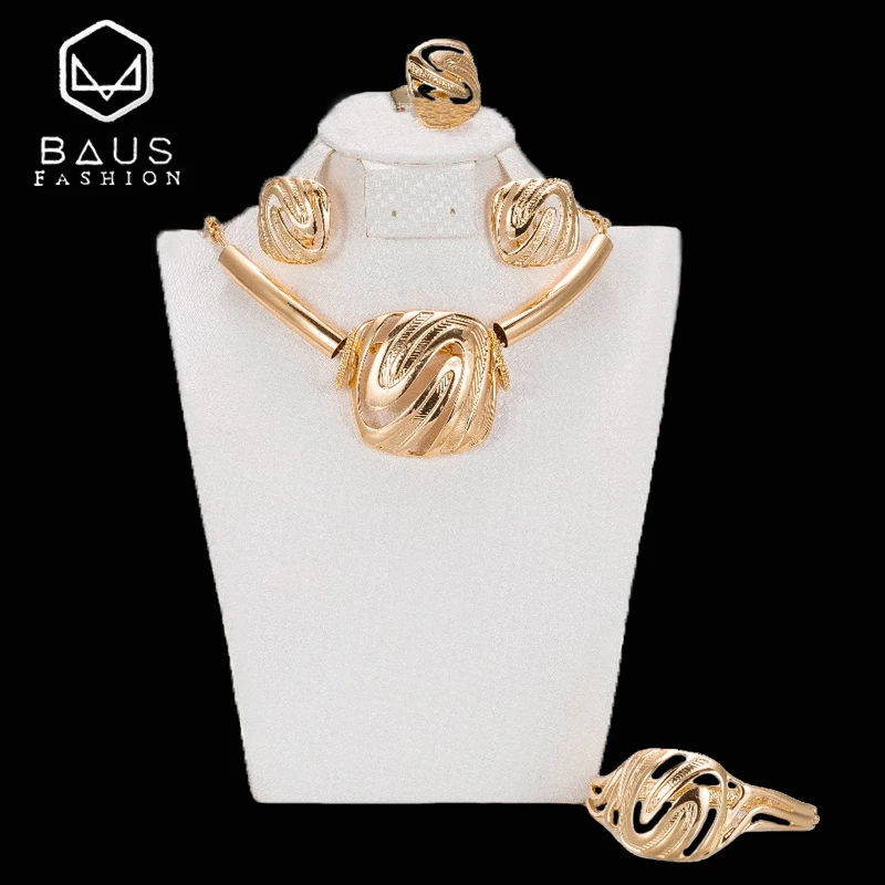 BAUS 2018 комплект нигерийских ювелирных изделий Дубай золотой цвет набор украшений