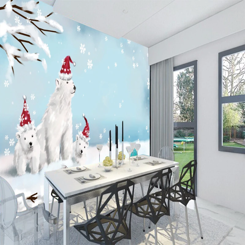 

Polar Bear Canvas Wallpaper Cute Snowman PVC poster murals Children's Room Decorative Art Poster Stickers Home Decoration