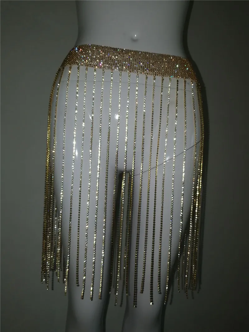 2018 Glitter Gold Diamonds Mini Skirt sexy Bodycon Sequin Tassel Crystal women shinning Party Club Skirts Birthday Outfits | Женская