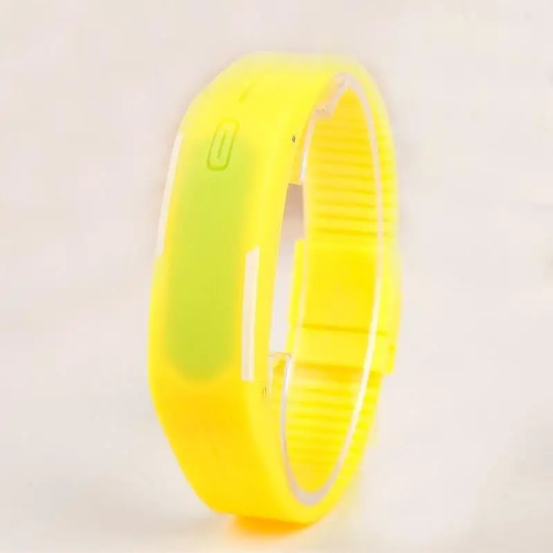 yellow Яркие цвета, мужские женские наручные часы, силиконовый светодиодный браслет для детей, цифровые спортивные водонепроницаемые часы - Цвет: yellow