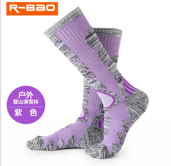 Лыжные носки(3 пар/лот) R-BAO/RB3301 женские спортивные носки 85% хлопок теплые носки для пешего туризма на открытом воздухе - Цвет: Фиолетовый