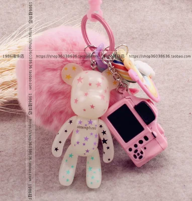 Bomgom фонарик светящаяся камера меховой помпон мультфильм Popobe Gloomy Bear брелок сумка