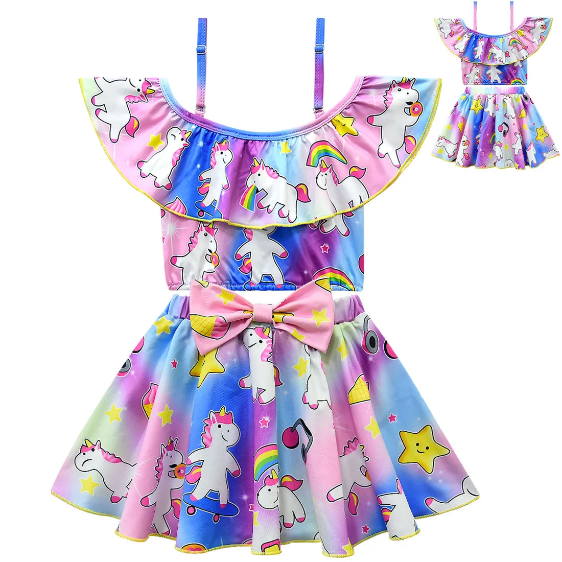 Toddler Infant Kids Baby Girl Cartoon Unicorn Swimsuit wear for Swim Girls Summer Vintage Benchwear Dress Bathing Suit 8043 | Детская