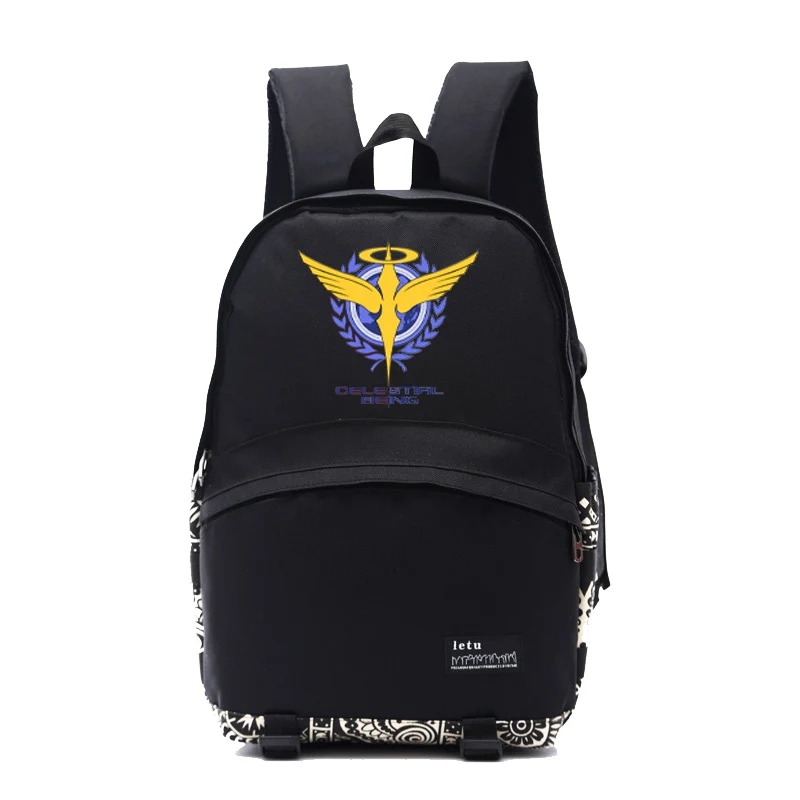 Мужской рюкзак с принтом Аниме Gundam oo черный школьный логотипом gundam celestial для