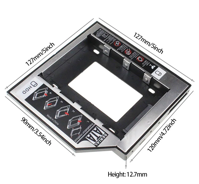 Универсальный вторичный накопитель HDD 2017 года выпуска 12,7 мм 2,5 дюймовый SATA 3.0 корпус SSD для жесткого диска с индикатором LED для ноутбуков CD-ROM.