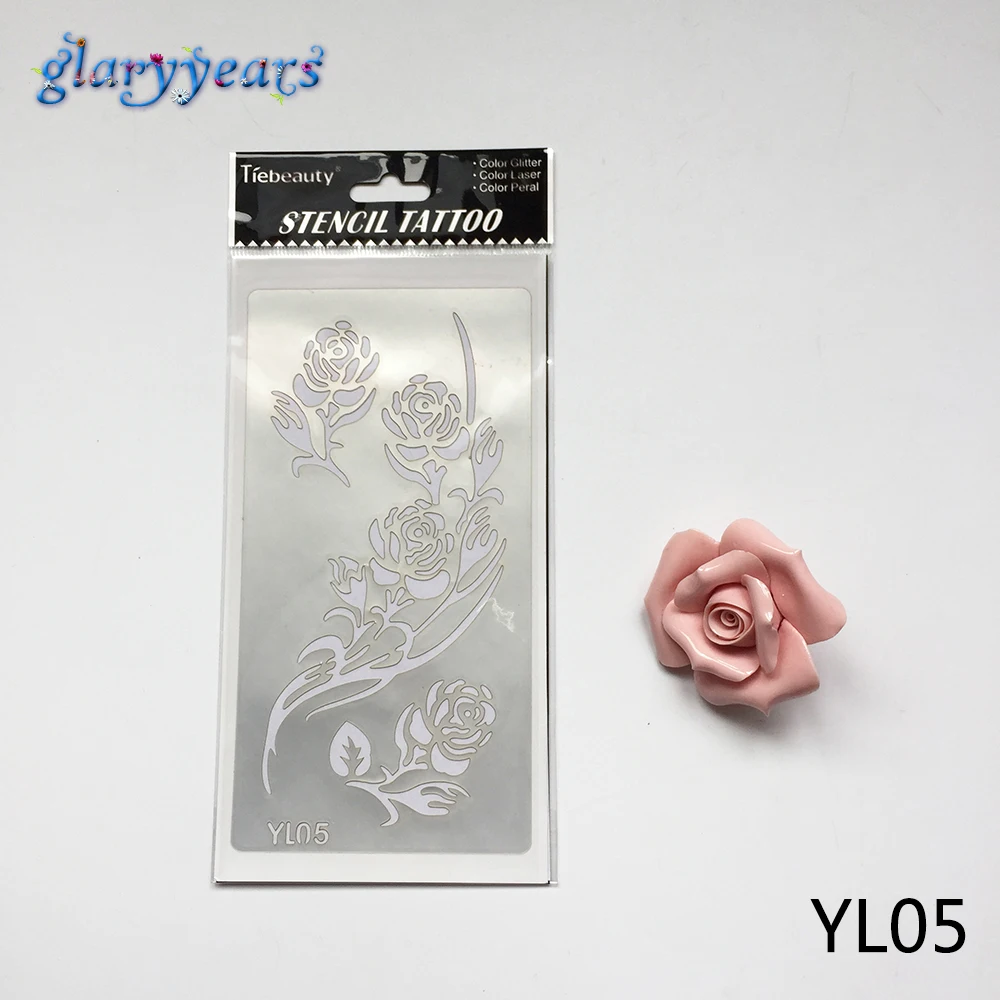 Индийские трафареты для татуировок с хной 1 шт. розовый цветок дизайн YL05 красота