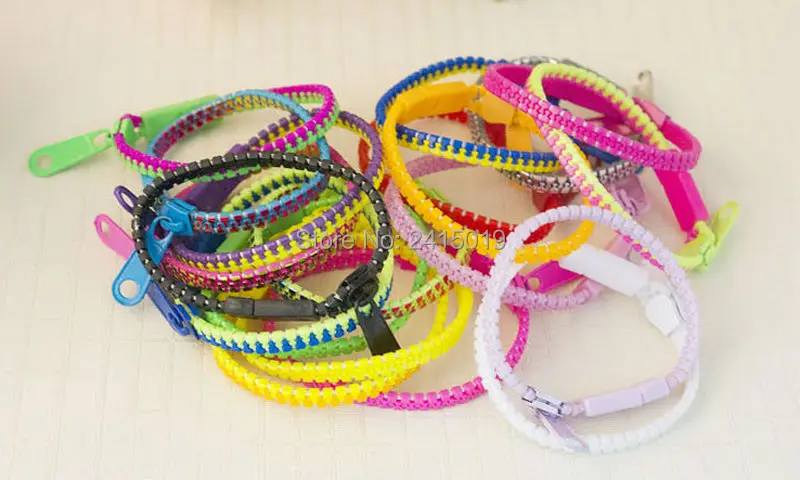 Новые двухцветные браслеты 50x на молнии для девочек и мальчиков пластиковые