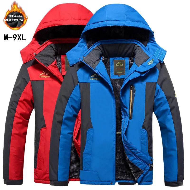 

-30 C FIT Plus Thick Velvet Down & Parka coat 6XL 7XL 8XL 9XL 2018 winter jacket men waterproof windproof chaquetas hombre