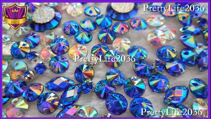 Смешанный Форма круглый Наветт маркиза фантазии синий AB акриловая смола