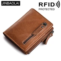 jinbaolai genuine cow leather men wallets hasp zipper short card holder male purse fashion brand high quality simple men purse