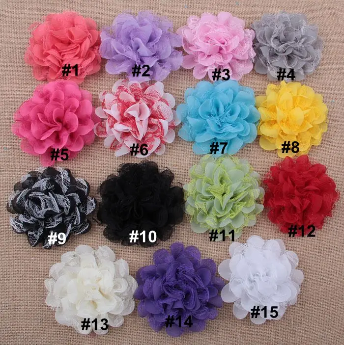 Nishine 10 шт./лот " 15 цветов DIY кружевные цветы из шифона для девочек волосы цветы повязка на голову ручной работы одежда обувь аксессуары
