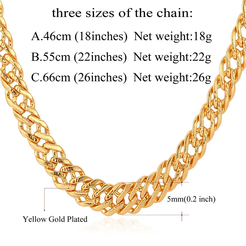 U7 Абината Цепь Ожерелье Мужской Ювелирные Изделия Золото /Серебро Цвет Цепочка