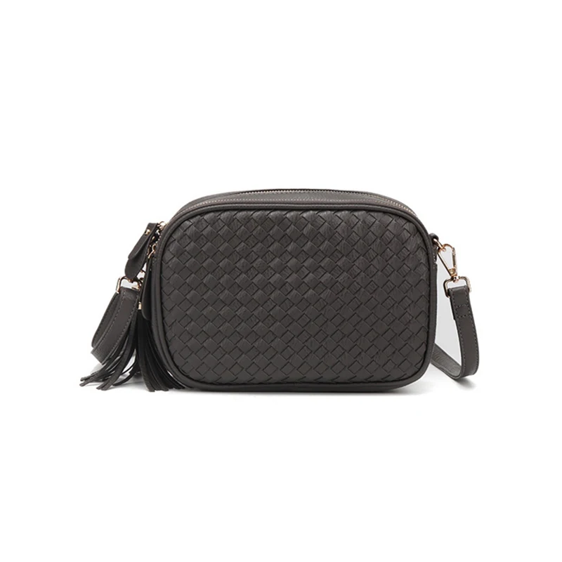 New Designer Small Shoulder Bags Crossbody Luxury Woven Leather Women Messenger Bag Mini Ladies Bags For Women bolsos mujer - Цвет: Темно-серый