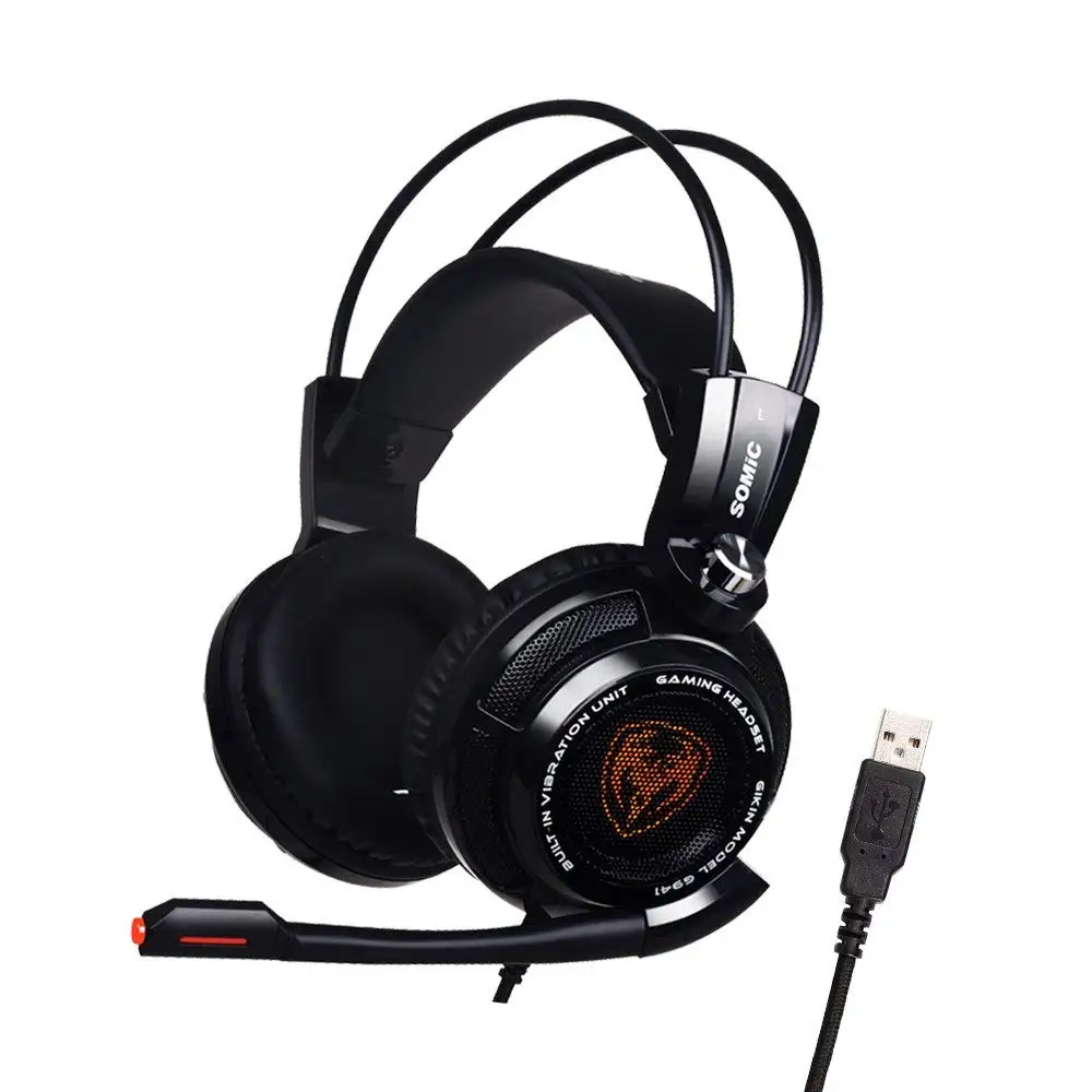 Somic G941 USB наушников 7 1 Virtual Surround Sound Gaming Headset с вибрирующими Функция Mic голос