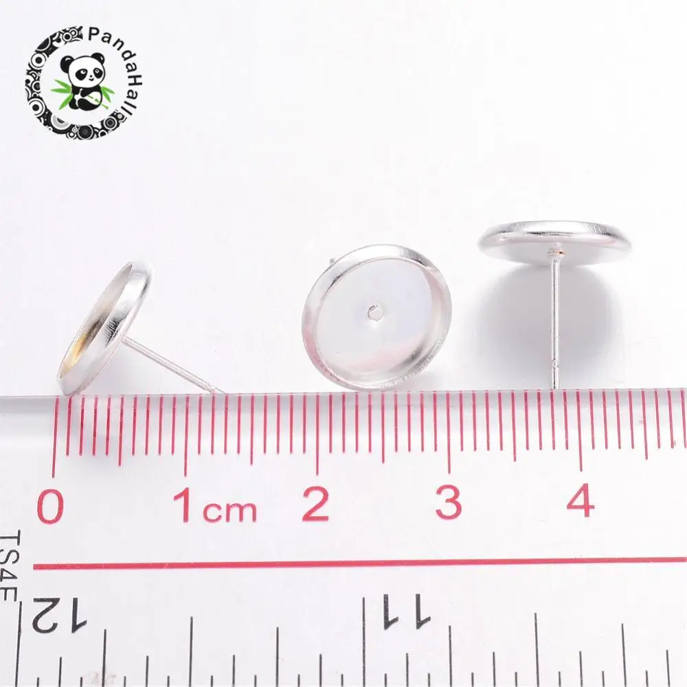 

Brass Stud Earring Settings, Nickel Free, Silver Color, Tray: 10mm; 12x12mm, Pin: 0.7mm