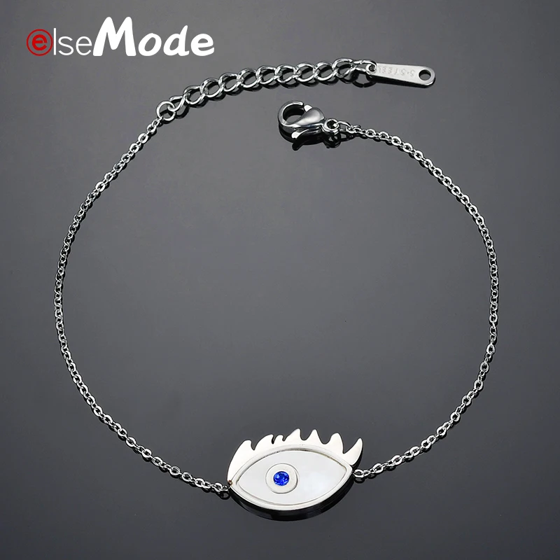 ELSEMODE очаровательный браслет из нержавеющей стали с изображением сглаза ракушек