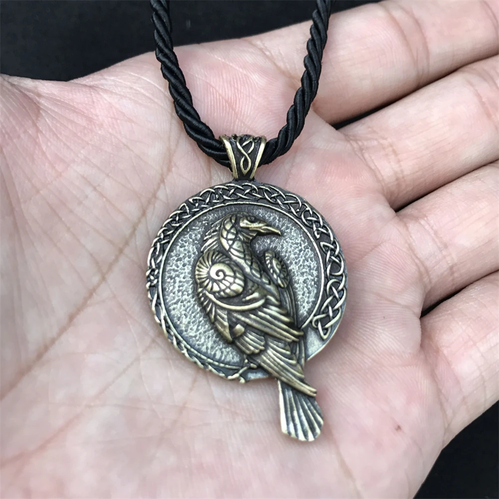 10 шт. Odin Скандинавская Руна талисман Викинг кулон с вороном черная птица Кельт