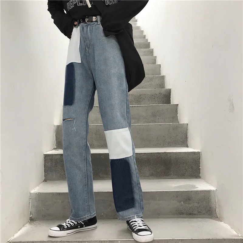 Женские джинсы с дырками ulzzang harajuku BF на весну и осень повседневные корейские