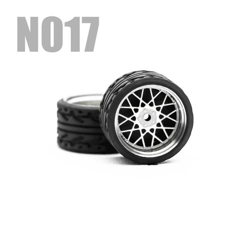 N017 Автомобильные колеса, модифицированные автомобильные Литые Автомобильные колеса для 1/64 автомобилей, подходящие для некоторых автомобилей Tomica, 4 колеса, один комплект - Цвет: N017