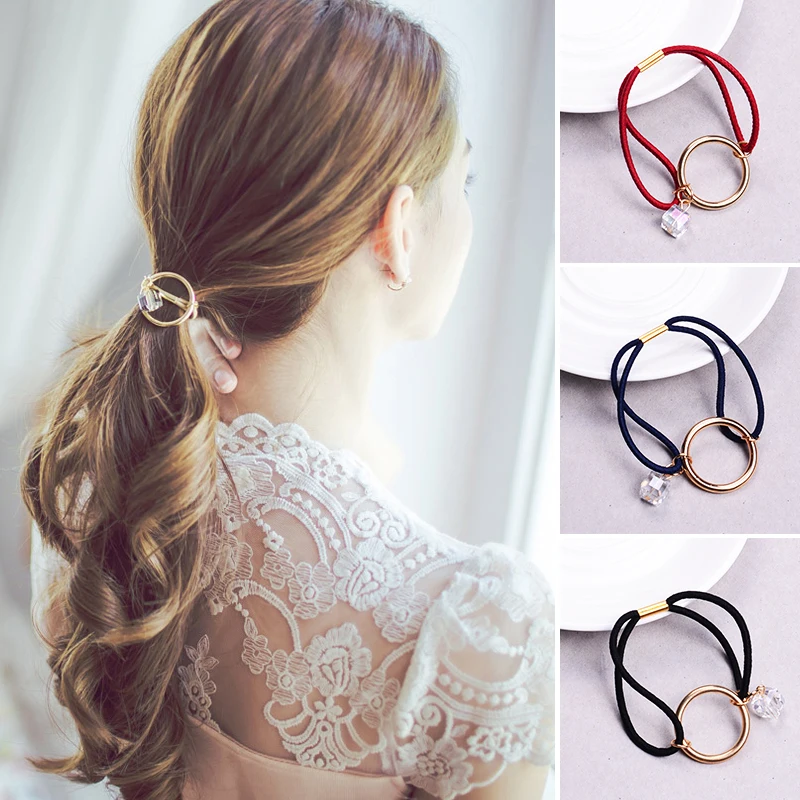 Женская простая и элегантная круглая резинка для волос из сплава с крошечным