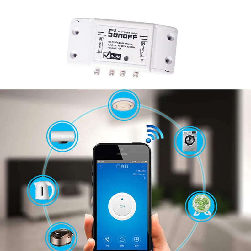 Интеллектуальный переключатель Wi-Fi от сети переменного тока 90-220V универсальный