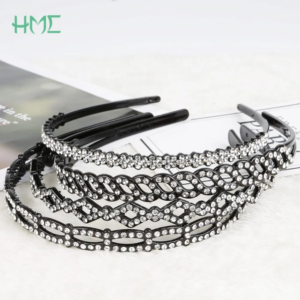 1 шт. женский обруч для волос из белого стекла со стразами ромбовидный цветок