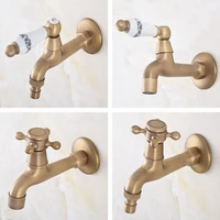 retro antique brass one handle kitchen faucet wall mounted laundry bathroom mop water tap garden washing machine faucet aav313