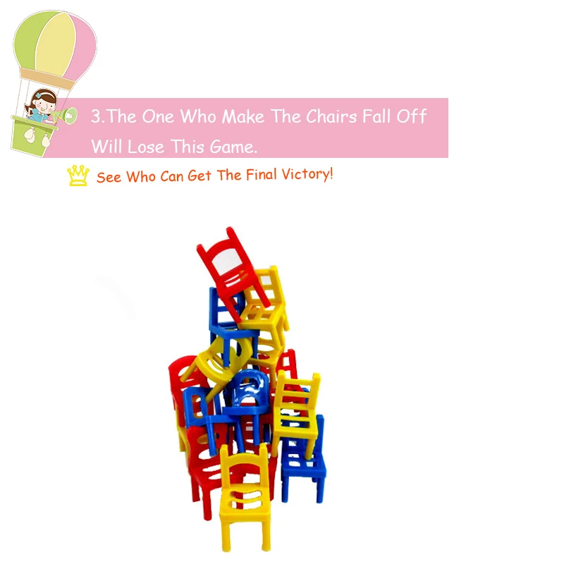 18PCS Balance game Mini Chair Toy Stacking Chairs Game Child Interactive Toys | Игрушки и хобби
