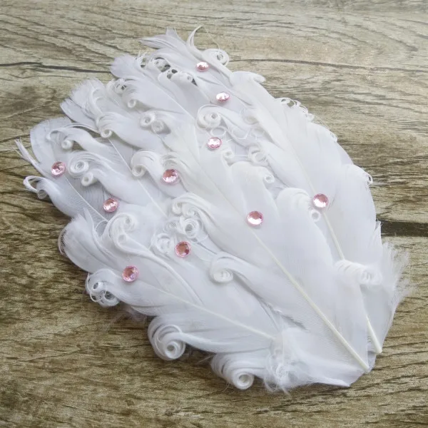 White Новинка! 1 шт./партия, завитое гусиное перо, перьевые подушки гусиного цвета, повязка на голову для малышей, точечное сверло слоев - Цвет: White