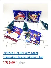 100 красный зеленый Рождественская елка Виолончель Cookie сумка, пекарня подарок мешок конфет, самоклеющиеся печать целлофановый пакет