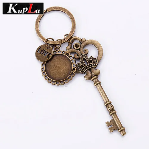 Antique Bronze1 Старинные брелоки 20 мм Круглый Кабошон Подвеска Установка DIY ретро корона Брелки ручной работы модные брелки 3 шт./лот C5813 - Цвет: Antique Bronze1