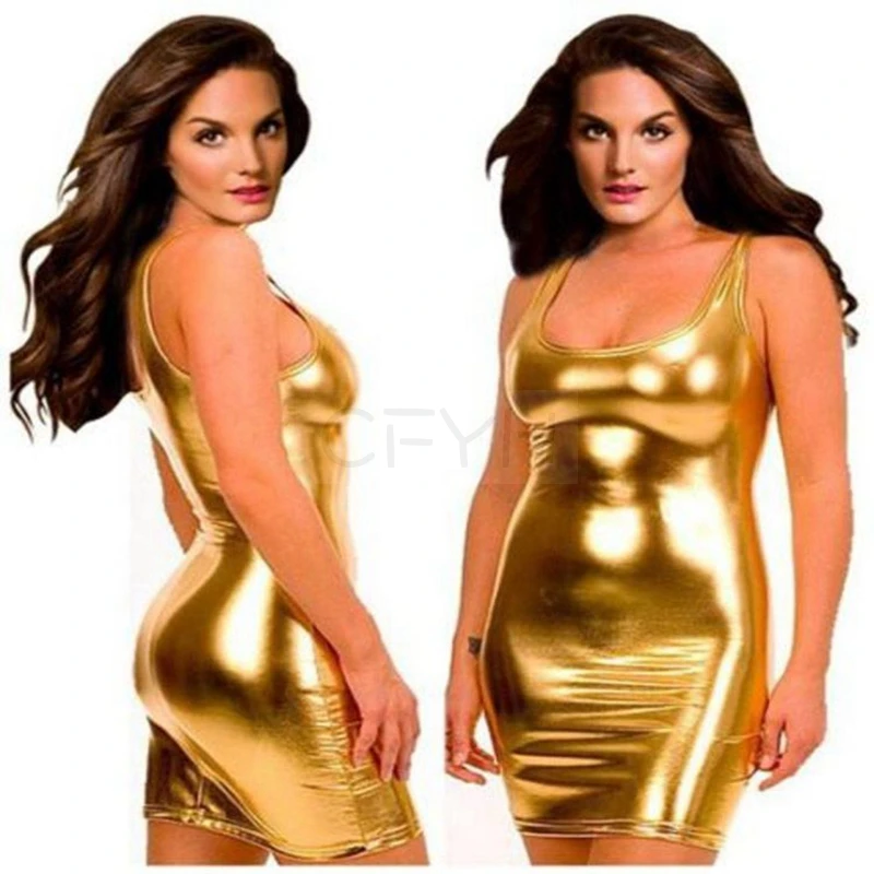 Женское платье из латексной кожи без рукавов вечерние облегающие платья мини